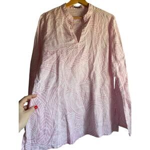 ISLAND COMPANY Linen Pink White Tunic Top Swim Cover $165 MEDIUM